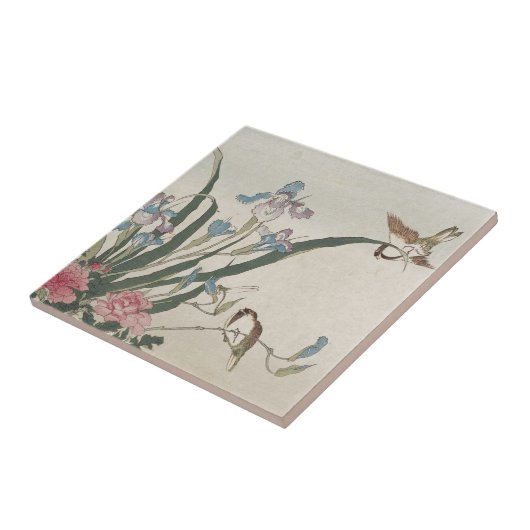 Bloem en vogels tegeltje (Zijkant)