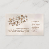 Bloem- en wervelkolom pastaelgoud op parels visitekaartje (Achterkant)