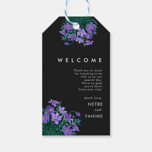 Bloem en wit blad bruiloft welkom cadeau Labels Cadeaulabel (Voorkant)