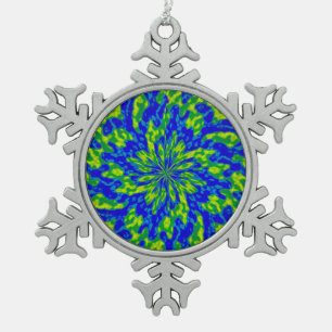 Bloem en Zwervels Mandala Tin Sneeuwvlok Ornament