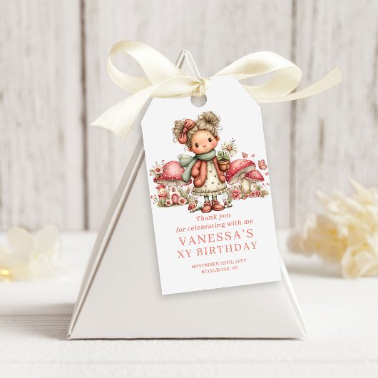 Bloem Fee 1e Verjaardag Roze Bloem Geschenk  Cadeaulabel