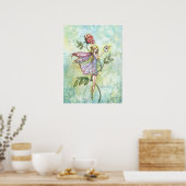 Bloem fee en konijn kunst van Rose's vriend Poster (Keuken)