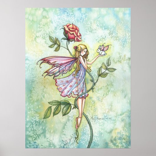 Bloem fee en konijn kunst van Rose's vriend Poster (Voorkant)