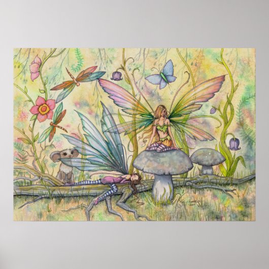 Bloem fee Fantasy Kunst Poster Print Vrienden (Voorkant)