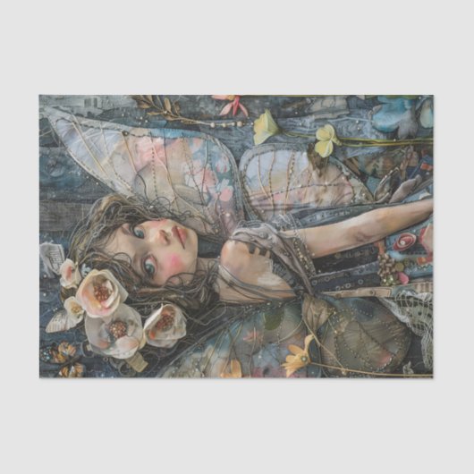 BLOEM FEE MEISJE DECOUPAGE TISSUE PAPIER (Voorkant)