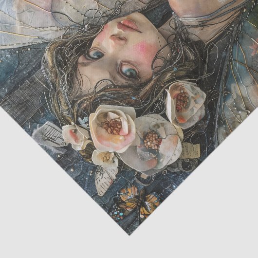 BLOEM FEE MEISJE DECOUPAGE TISSUE PAPIER (Detail)