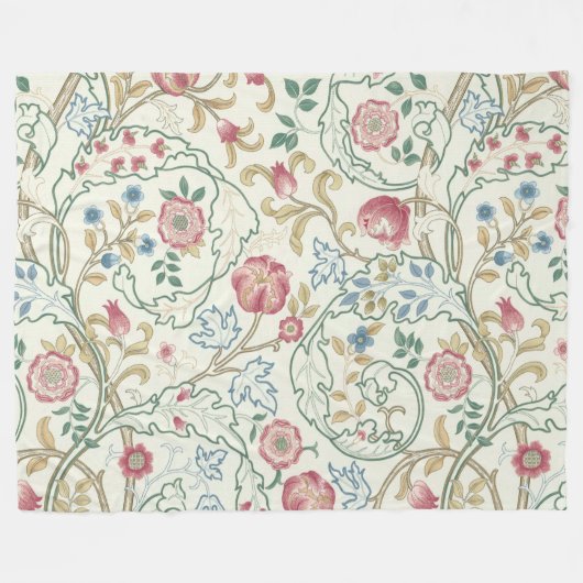 Bloem, Floral Pattern, William Morris Fleece Deken (Voorkant (Horizontaal))