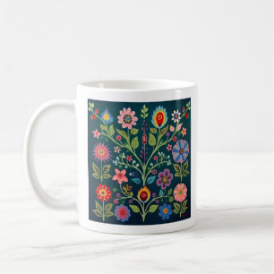 Bloem Folk Art Motief Koffiemok