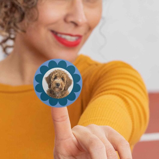 Bloem foto lijst Pet Dog Kat  kleuren Ronde Sticker