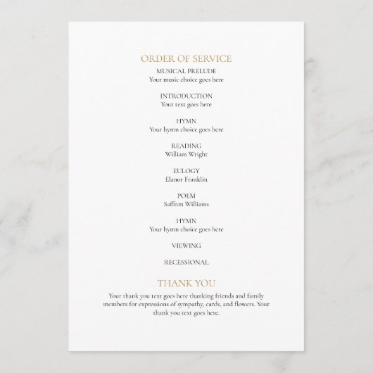 Bloem Foto Order Of Service Rouwprogramma Programmakaart (Achterkant)