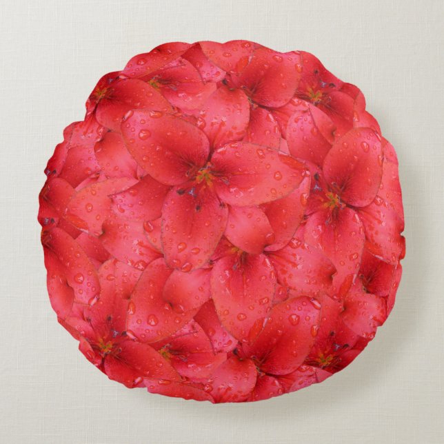 Bloem Foto Rode Tuin Lelies Rond Kussen (Voorkant)