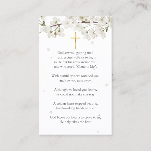 Bloem Foto Rouwkaart Gebedskaarten Visitekaartje (Achterkant)