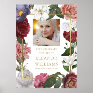 Bloem Foto Viering van het Leven Funeral Bord Poster