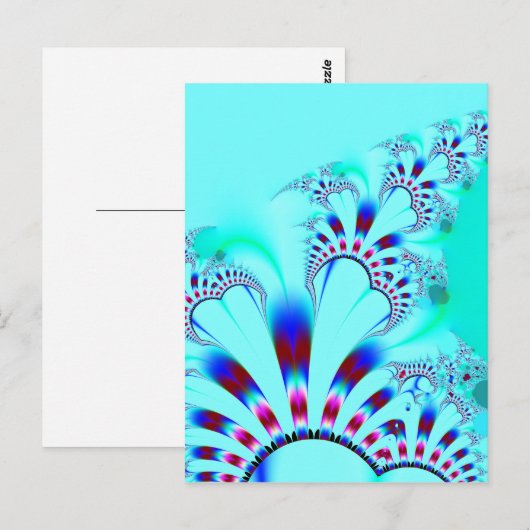 Bloem · Fractal Art. · Turkoois Briefkaart (Voorkant / Achterkant)