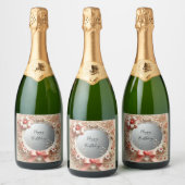 bloem frame champagne fles label sparkling wijnetiket (Flessen)