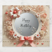 bloem frame champagne fles label sparkling wijnetiket (Enkel label)