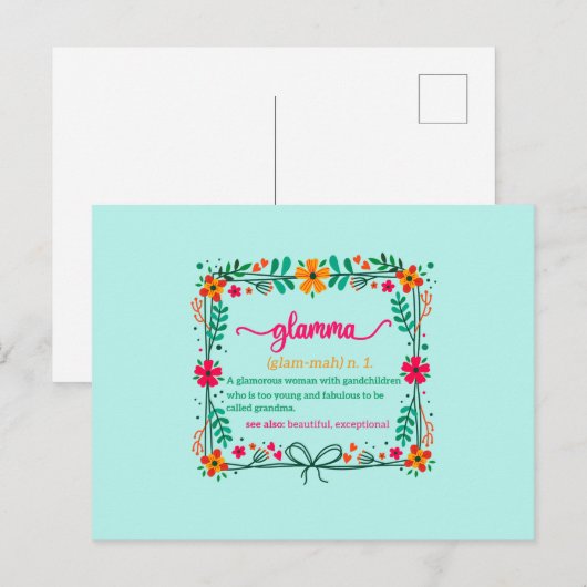 Bloem Frame Glamma Oma Grootmoeder Definitie Briefkaart (Voorkant / Achterkant)