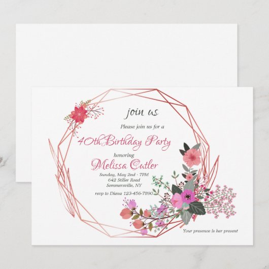 Bloem Frame Uitnodiging (Voorkant / Achterkant)