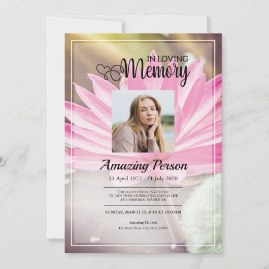 Bloem Funerale orde van dienst Uitnodiging (Voorkant)