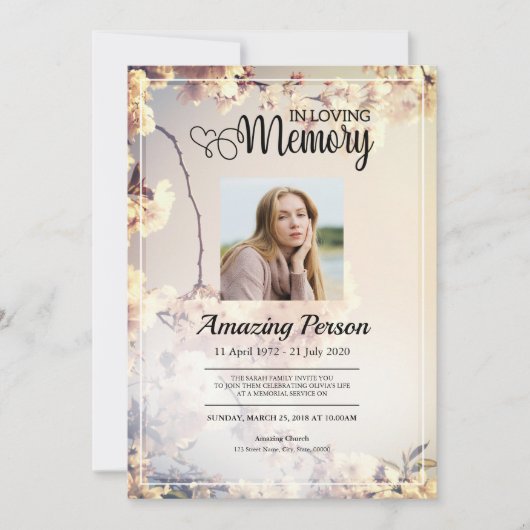 Bloem Funerale orde van dienst Uitnodiging (Voorkant)