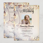 Bloem Funerale orde van dienst Uitnodiging (Voorkant / Achterkant)