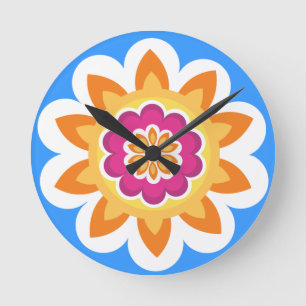 Bloem Fusion_Geometric Sunburst_Poppy Fuchsia_bl Ronde Klok