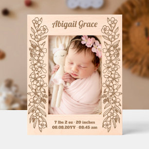 Bloem Garlands Baby Meisje Naam Stats Kinderkamer Gegraveerde Lijstjes