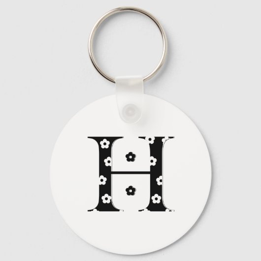 Bloem Gebloemd Letter H Sleutelhanger (Voorkant)
