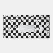 Bloem geblokt zwart-wit patroon bureaumat (Keyboard & Muis)