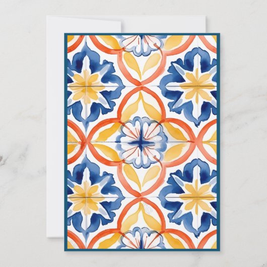 Bloem Geel Blauw Sinaasappel Tegel + Rand Kaart (Achterkant)