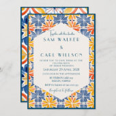 Bloem Geel Blauw Sinaasappel Tegel + Rand Kaart (Voorkant / Achterkant)