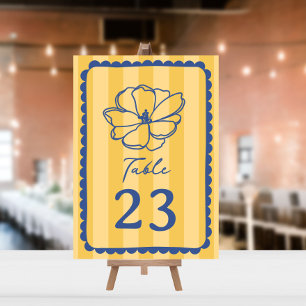 Bloem gele streep bruiloft kaart