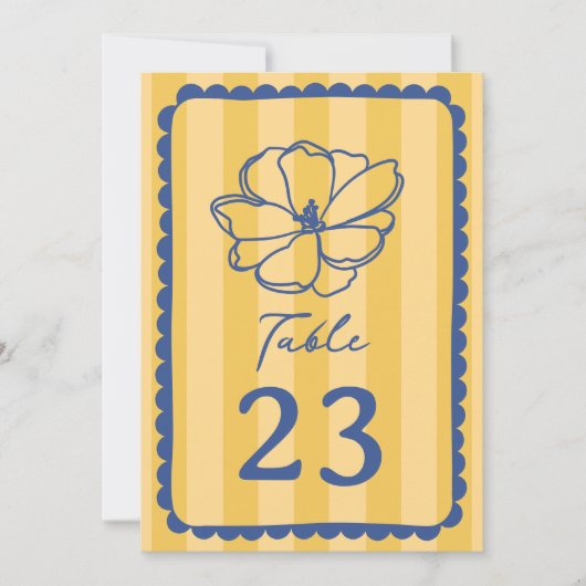 Bloem gele streep bruiloft kaart (Voorkant)