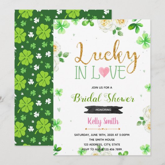 Bloem gelukkig in liefde uitnodiging (Voorkant / Achterkant)