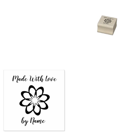Bloem gemaakt met liefde rubberstempel (Gestempeld)