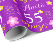 Bloem gepersonaliseerde Anita leeftijd verjaardag Cadeaupapier (Rol Hoek)