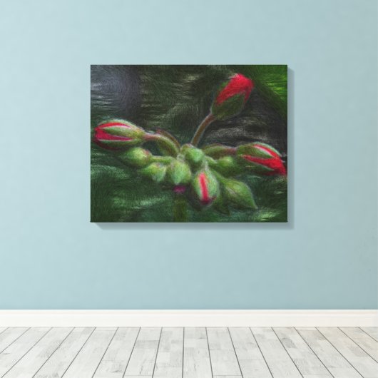 Bloem Geranium knoppen Canvas Afdruk (Insitu (Houten vloer))