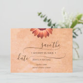 Bloem Gerbera op Abstract perzik Huwelijk Save The Date (Staand voorkant)