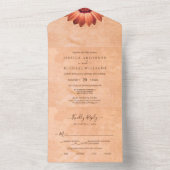 Bloem Gerbera op Abstracte perzik bruiloft All In One Uitnodiging (Binnen)