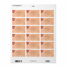 Bloem Gerbera op Abstracte perzik bruiloft Etiket