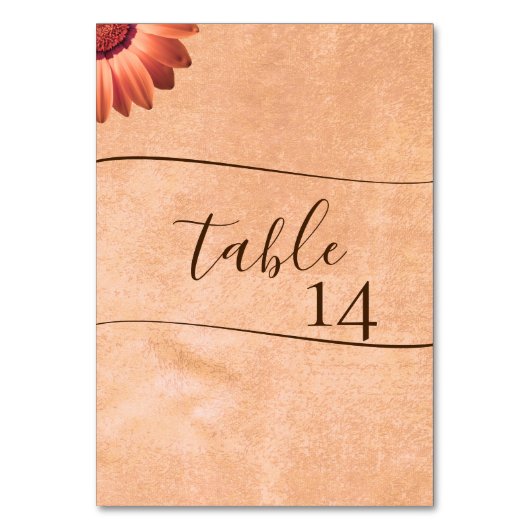 Bloem Gerbera op Abstracte perzik bruiloft Kaart (Voorkant)