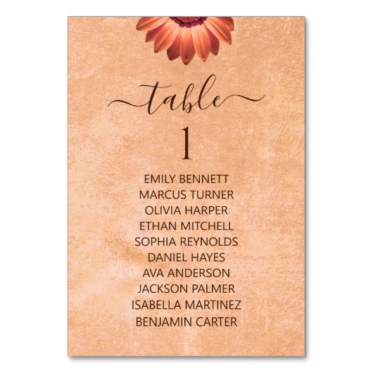 Bloem Gerbera op Abstracte perzik bruiloft Kaart (Voorkant)