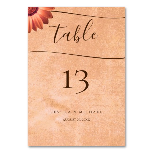 Bloem Gerbera op Abstracte perzik bruiloft Kaart (Voorkant)