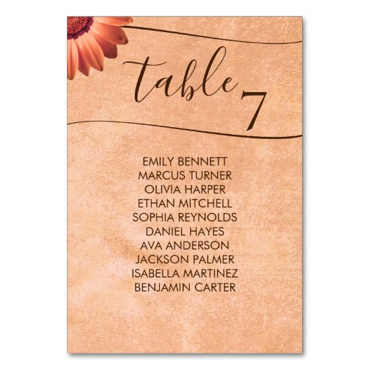 Bloem Gerbera op Abstracte perzik bruiloft Kaart (Voorkant)