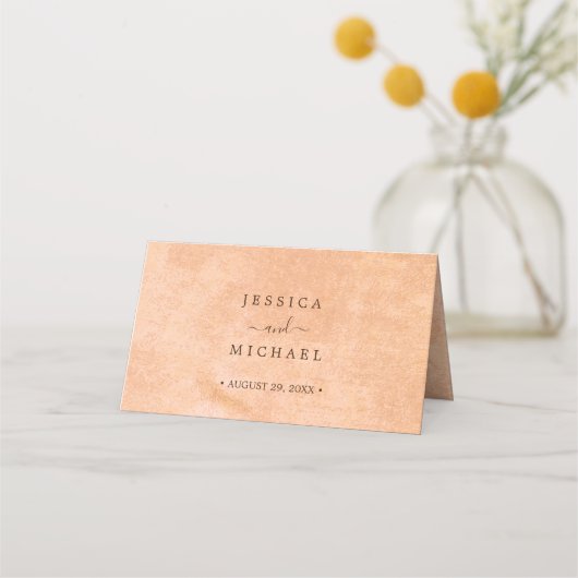 Bloem Gerbera op Abstracte perzik bruiloft Plaatskaartje (Achterkant)