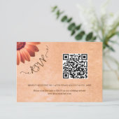 Bloem Gerbera op Abstracte perzik bruiloft RSVP Kaartje (Staand voorkant)