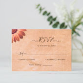 Bloem Gerbera op Abstracte perzik bruiloft RSVP Kaartje (Staand voorkant)