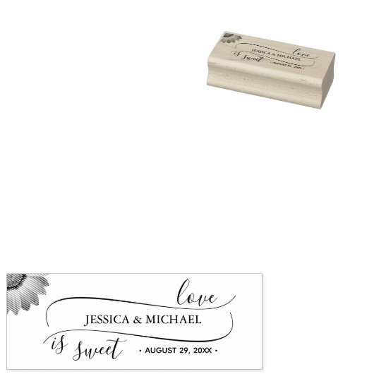 Bloem Gerbera op Abstracte perzik bruiloft Rubberstempel (Gestempeld)