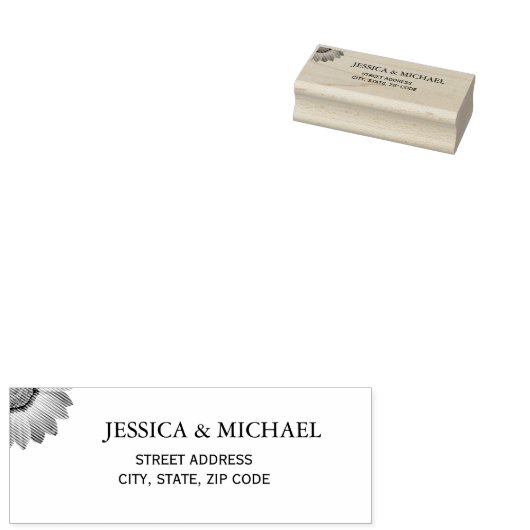 Bloem Gerbera op Abstracte perzik bruiloft Rubberstempel (Gestempeld)