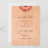 Bloem Gerbera op Abstracte perzik bruiloft Save The Date (Voorkant)